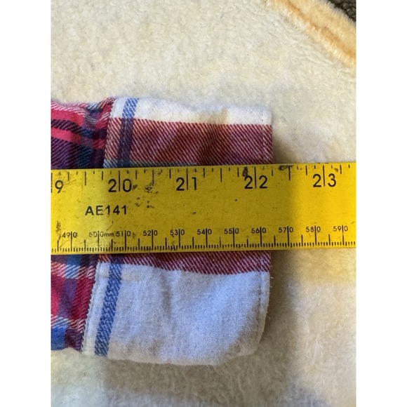 Woolrich‎ Women L Flannel Shirt Red Blue White Plaid Cotton Long Sleeve HLT0669S - Picture 7 of 9